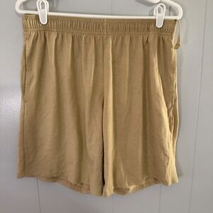 Athletic Works Jersey Shorts Mens M Tan Elastic Waist Pockets Drawstring